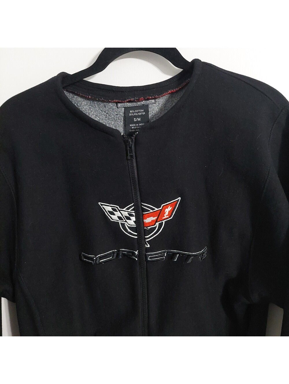 Corvette Black Full Zip Sweatshirt S/M Cotton Blend